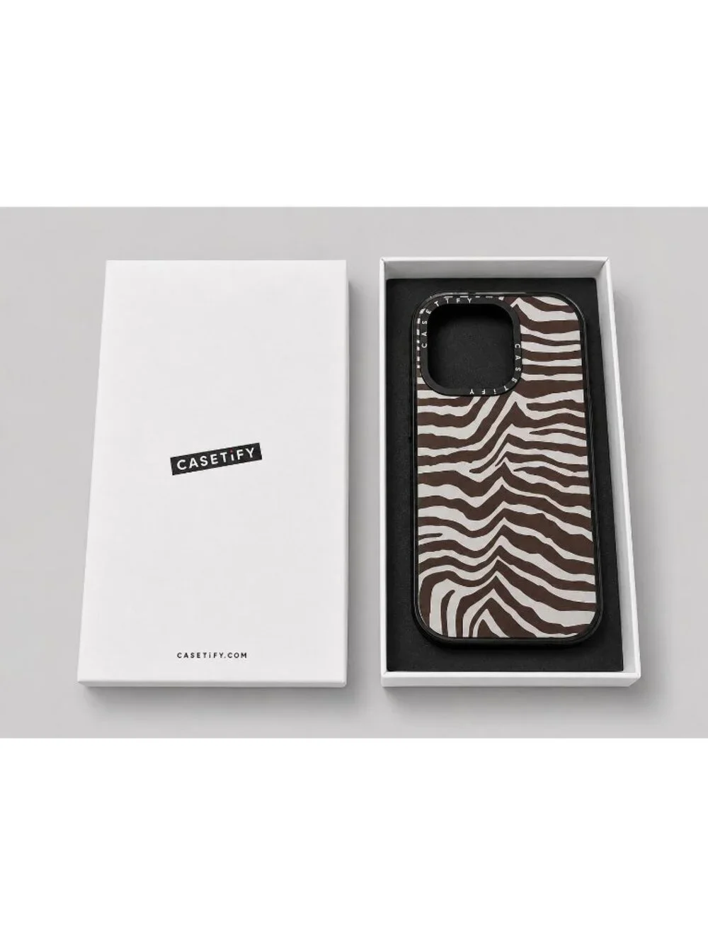 CASETiFY Impact Case iPhone 14 Pro Zebra Brown Clear Black 8.2ft MagSafe